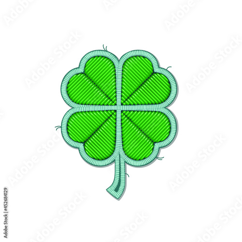 Clover Leaf. Decorative embroidered patches  with floral elements. Embroidered patch, patch tattoo
