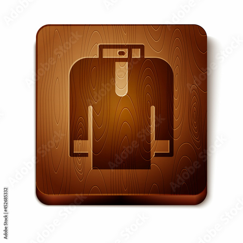 Brown Shirt kurta icon isolated on white background. Wooden square button. Vector