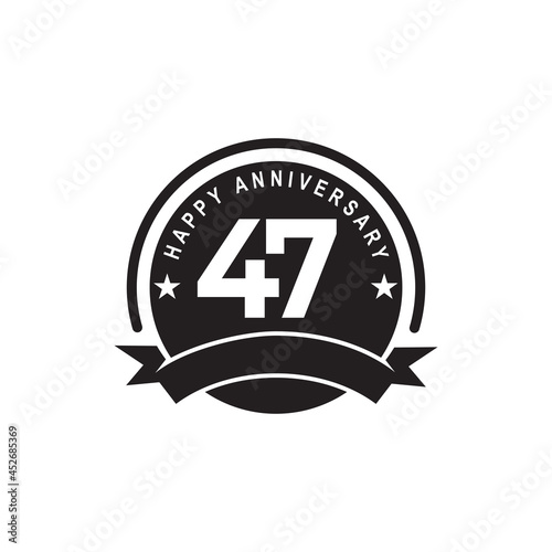 47th years anniversary emblem logo design template photo