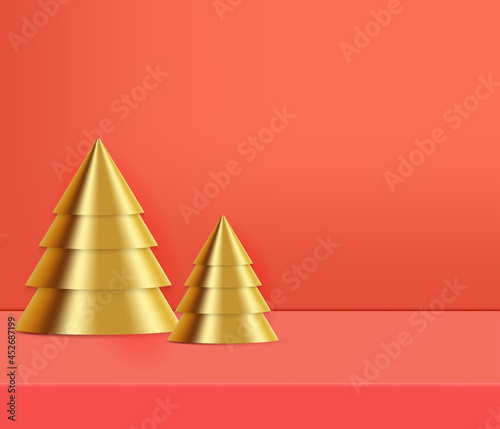 Christmas concept product podium on the studio background Vector