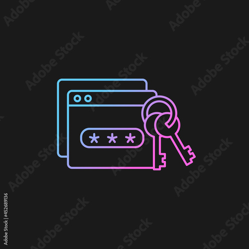 Password management gradient vector icon for dark theme. Preventing unauthorized access. Encrypted digital database. Thin line color symbol. Modern style pictogram. Vector isolated outline drawing