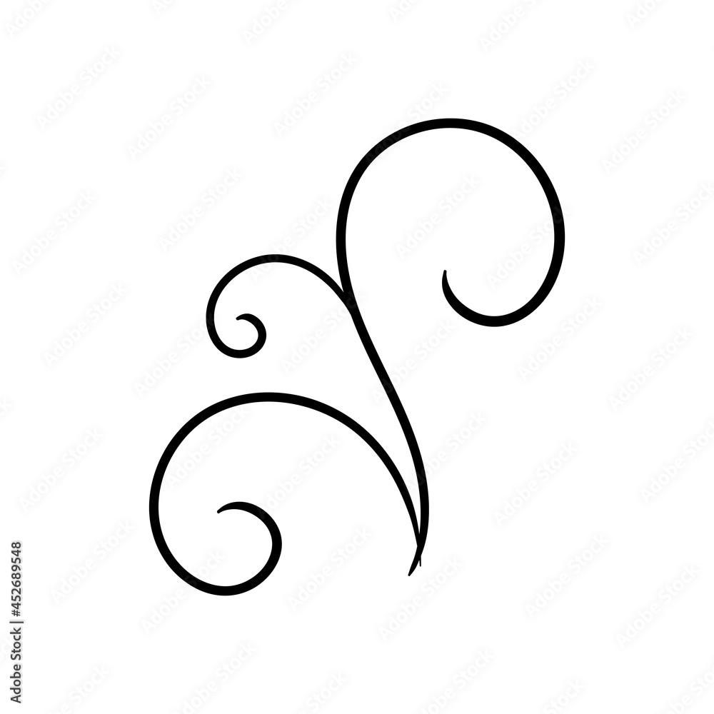 Swirl ornament stroke hand drawn. Ornamental curls with pen, swirls divider and filigree ornaments vector illustration. Black on white Swirl ornament stroke hand drawn. Ornamental curls with pen, swirls divider and filigree ornaments vector illustration. Black on white
