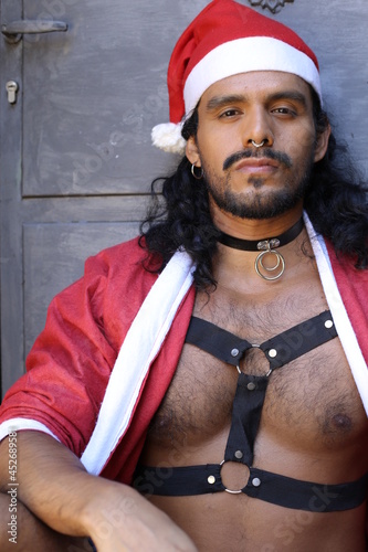 Cuadro en lienzo Very sexy muscular Santa Claus