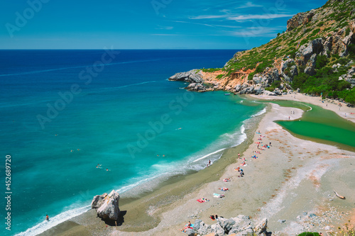Fototapeta Naklejka Na Ścianę i Meble -  View of Preveli beach on Crete island in Greece