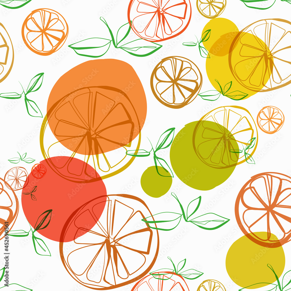 citrus juicy fruit vector seamless bright pattern multicolor