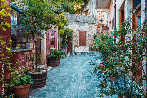 Scenic picturesque streets of Chania venetian town. Chania  Creete  Greece