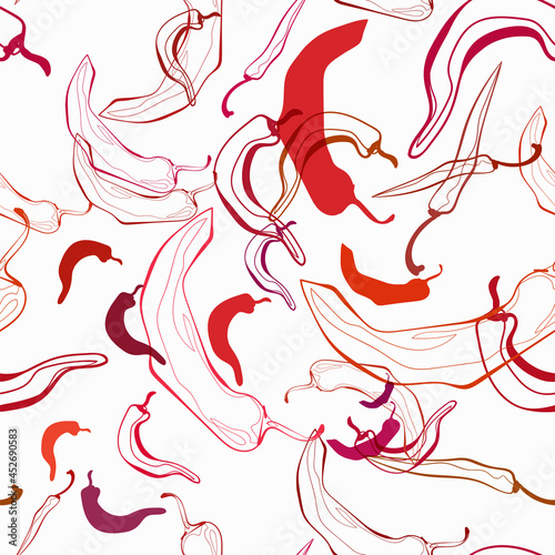 chilli pepper vegetable vector seamless bright pattern multicolor