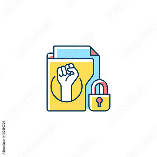 Trade union membership RGB color icon. Improving employment rights, benefits. Fighting discrimination. Working class solidarity. Labor unions. Isolated vector illustration. Simple filled line drawing