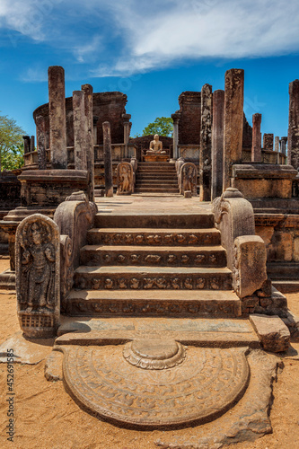 Ancient Vatadage Buddhist stupa in ancient city Pollonaruwa, Sri Lanka