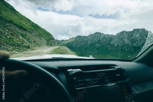 Driving off road car in the nature