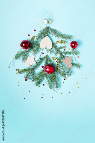 Wallpaper Mural Christmas bauble made of decoration elements on blue background. Torontodigital.ca