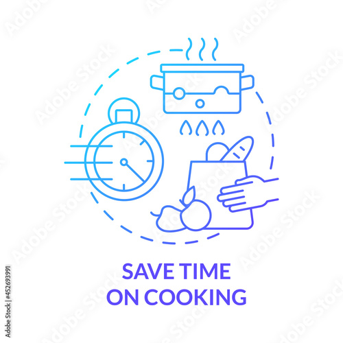 Save time on cooking blue gradient concept icon. Spend less time on cooking abstract idea thin line illustration. Prepare foods and freeze it ahead. Vector isolated outline color drawing
