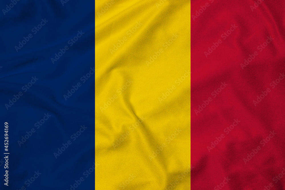 Flag of Chad, realistic 3d rendering with texture