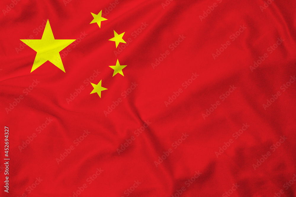 Flag of China, realistic 3d rendering with texture Flag of China, realistic 3d rendering with texture