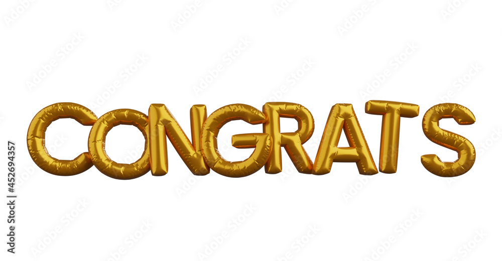 3d illustration of text congrats golden balloon concept 3d illustration of text congrats golden balloon concept