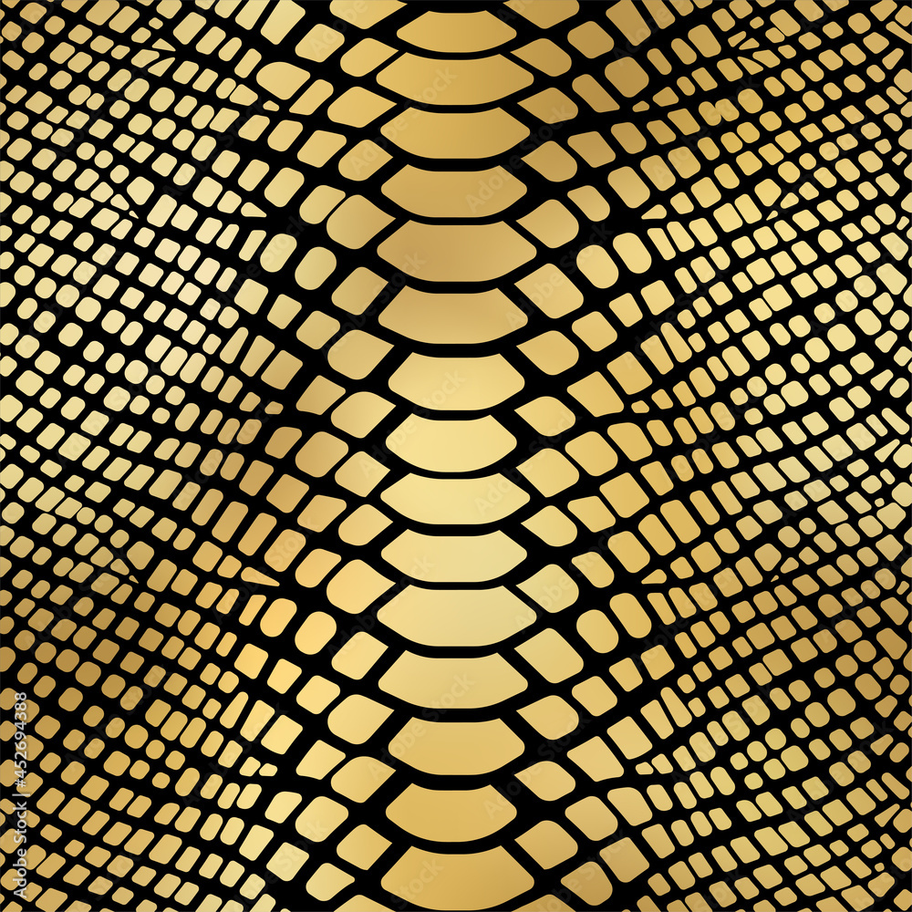Trendy snake skin gold vector seamless pattern. Metallic wild animal