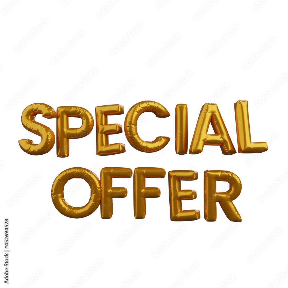 3d illustration of discount golden balloon concept special offer