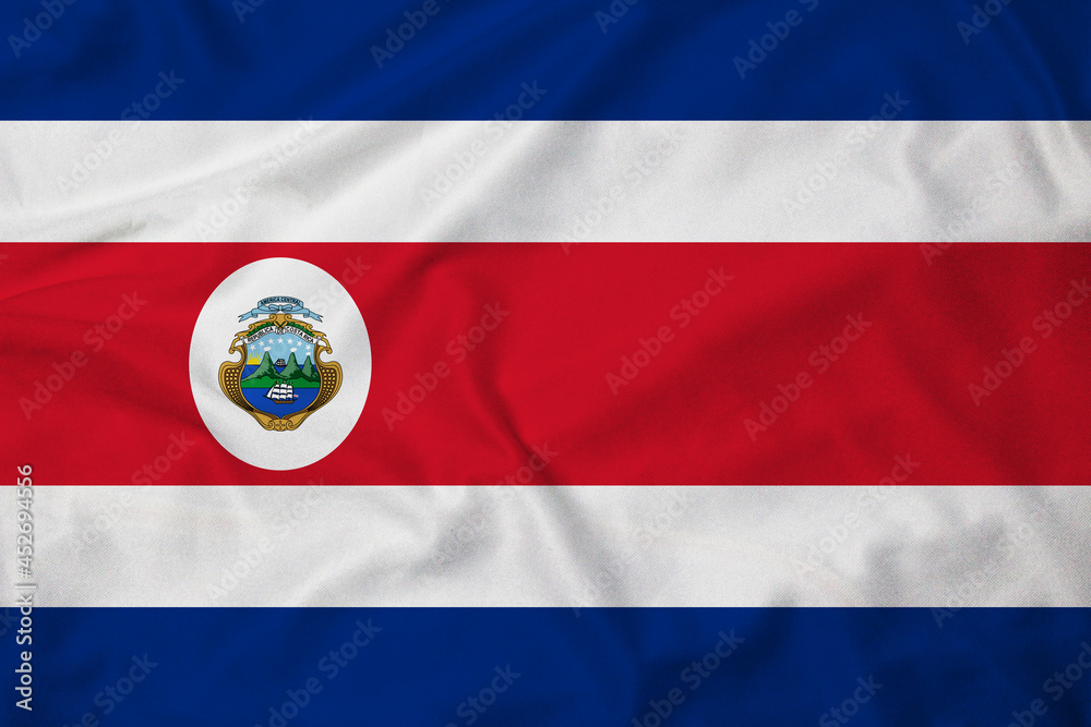 Flag of Costa Rica, realistic 3d rendering with texture Flag of Costa Rica, realistic 3d rendering with texture