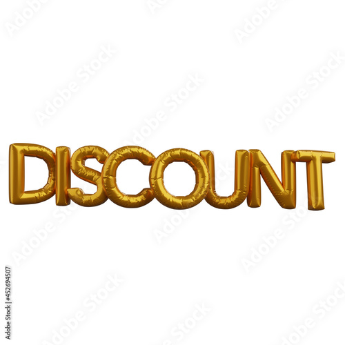 3d illustration of discount golden balloon concept discount