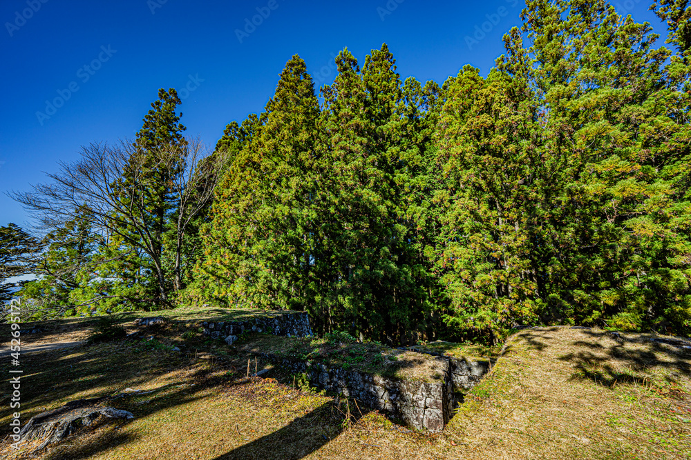 岩村城天守跡地の石垣からの景色
