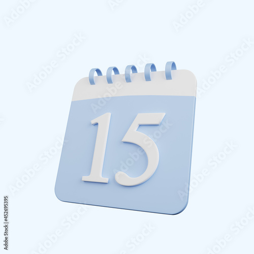 3d illustration of simple object calendar number 15