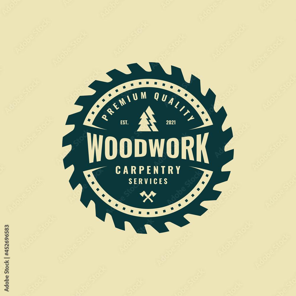 Obraz premium Carpentry vintage logo vector