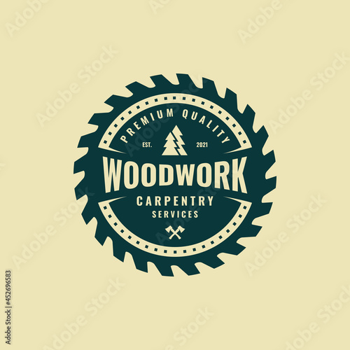 Carpentry vintage logo vector