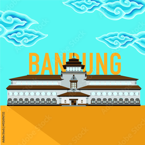Vector Illustration of Indonesia Historical Landmark in Bandung named Gedung Sate photo
