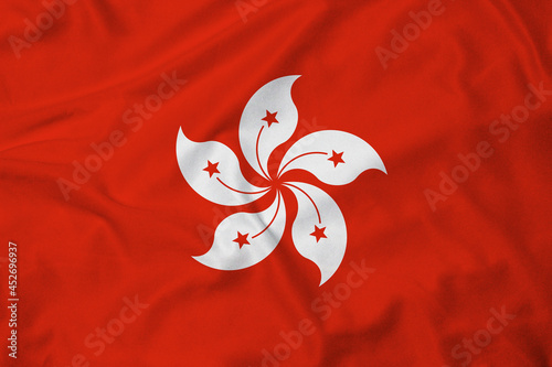 Flag of Hong Kong, realistic 3d rendering with texture