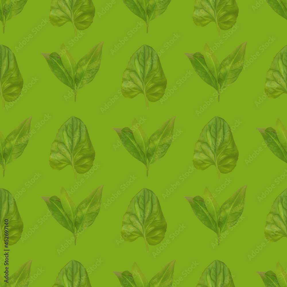 green muted leaf repeating pattern illustration, eco concept, freshness	
