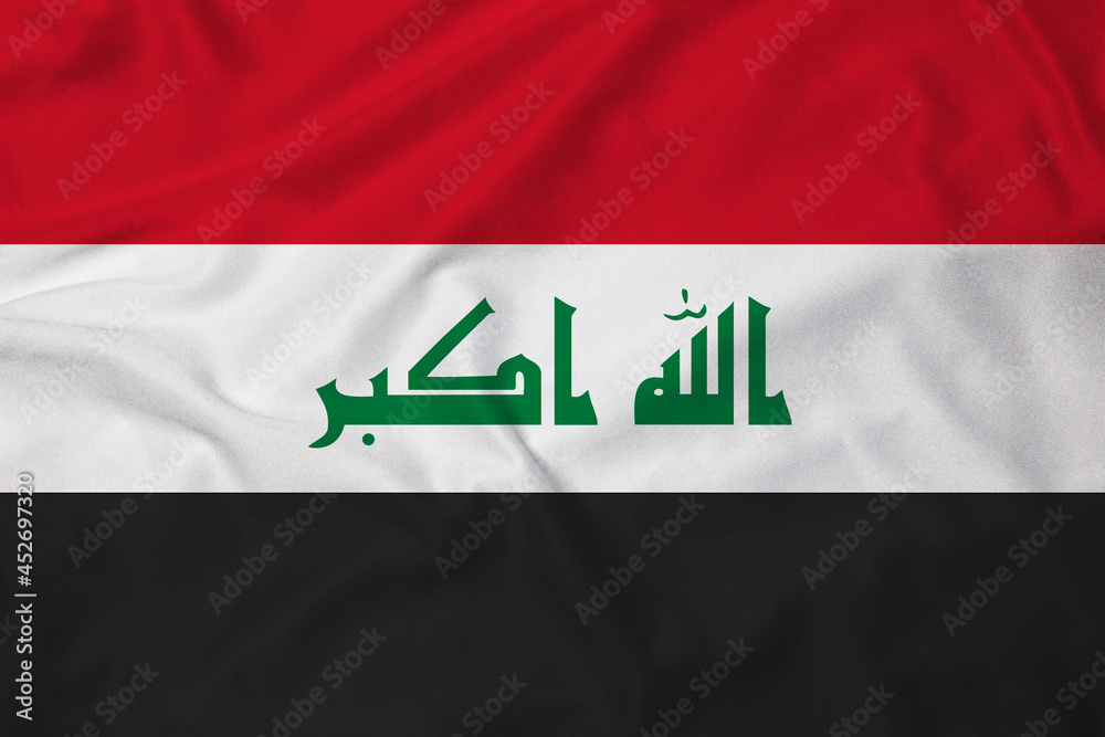 Naklejka premium Flag of Iraq, realistic 3d rendering with texture