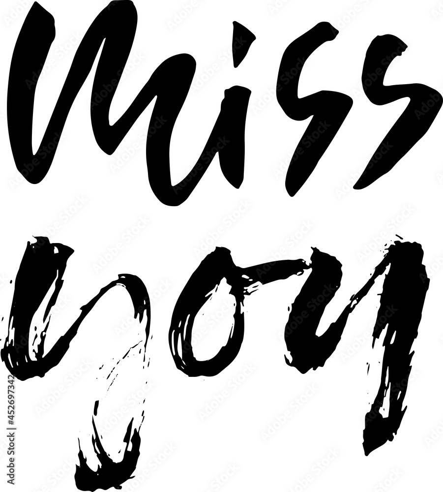 Miss you inscription. Greeting card with calligraphy. Hand drawn lettering design. Vector typography. Miss you inscription. Greeting card with calligraphy. Hand drawn lettering design. Vector typography.