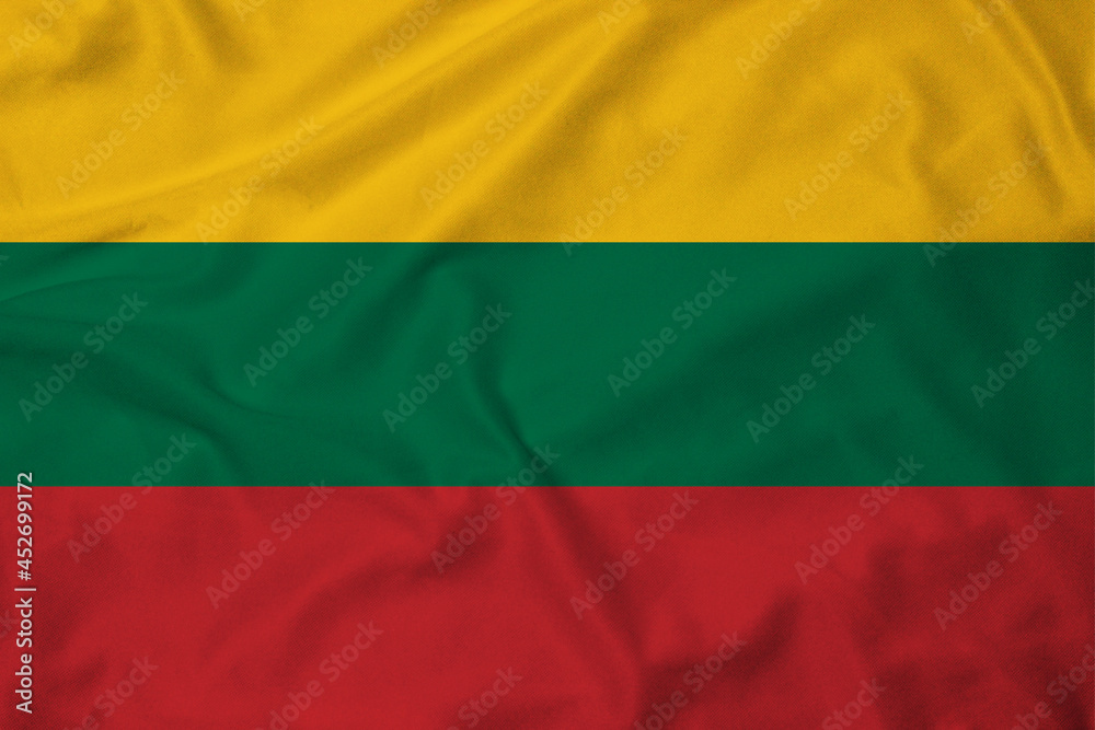 Flag of Lithuania, realistic 3d rendering with texture Flag of Lithuania, realistic 3d rendering with texture