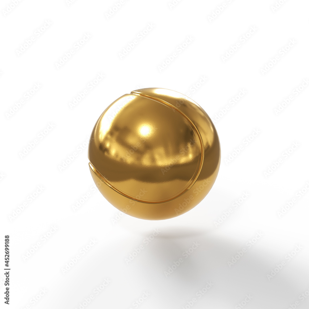 gold tennis ball isolated on white background