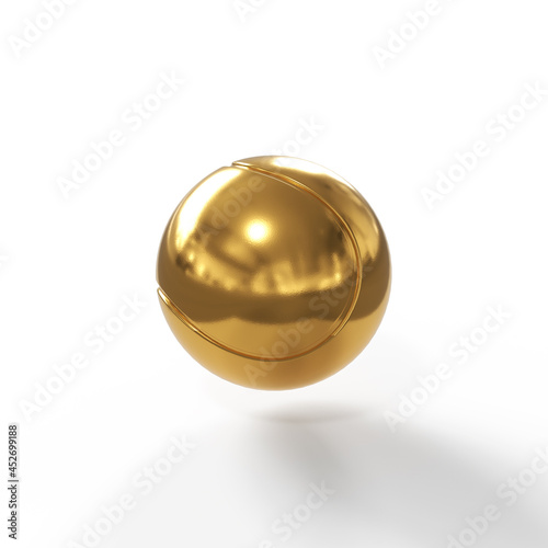 gold tennis ball isolated on white background