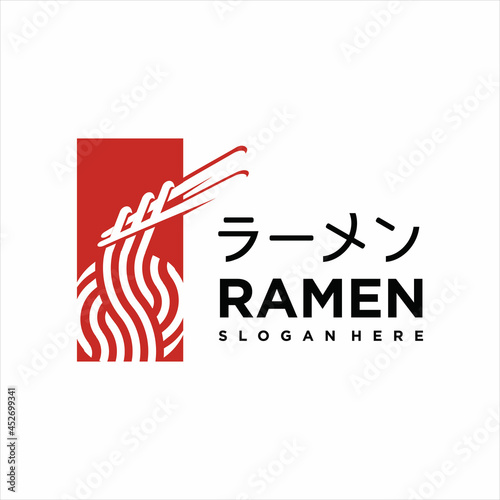 Ramen Logo Design Illustration . Ramen menu logo template with bowl . Japanese food logo stock vector Illustration