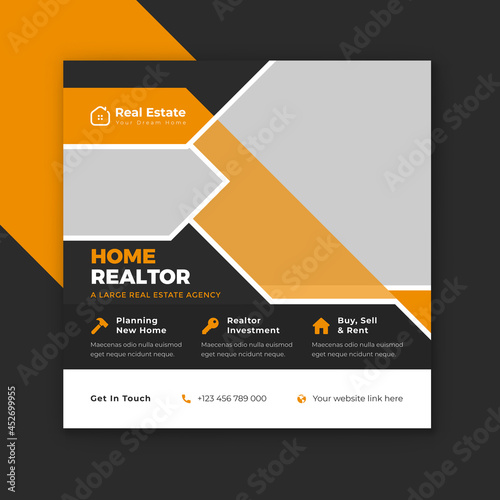 Real estate broker Instagram post design and real estate business social media post banner. 
