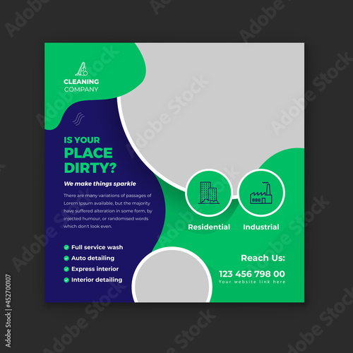 Residential and commercial cleaning service Instagram post and pressure washing social media post template 