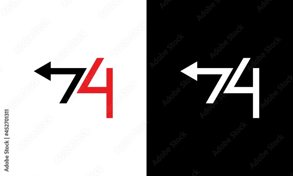 NUMBER 74 SIMPLE ARROW ART ILLUSTRATION VECTOR