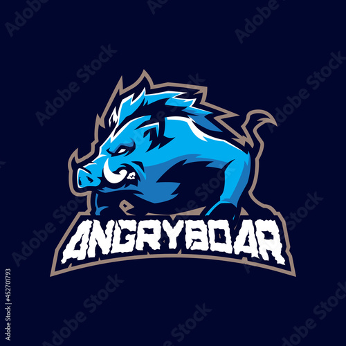 Boar mascot logo design vector with modern illustration concept style for badge, emblem and t shirt printing. Angry boar illustration.