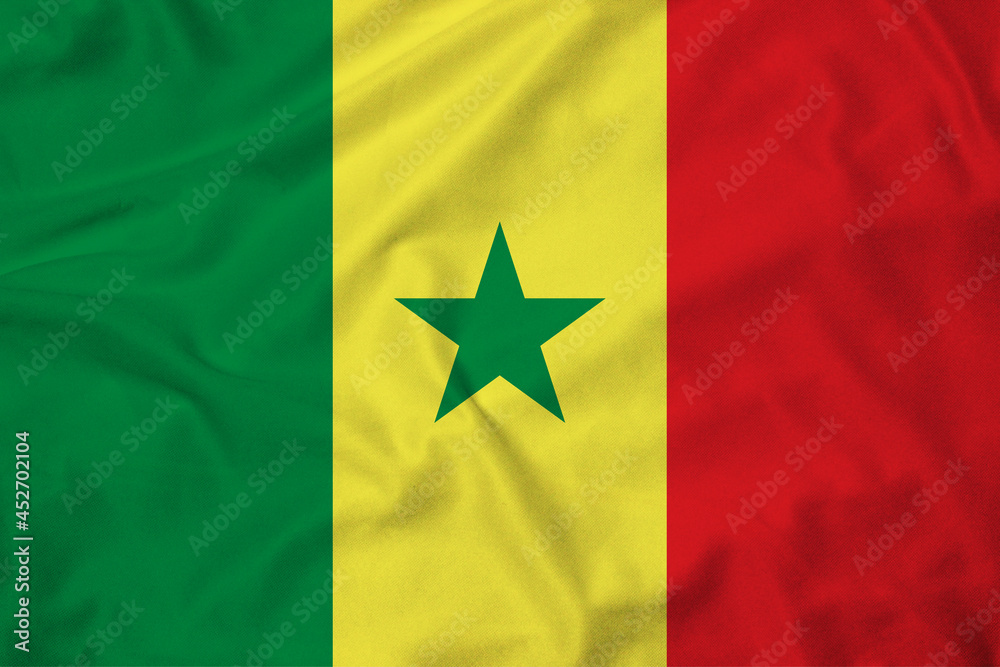 Flag of Senegal, realistic 3d rendering with texture Flag of Senegal, realistic 3d rendering with texture