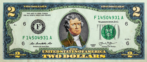 Obverse of 2 US dollar banknote photo
