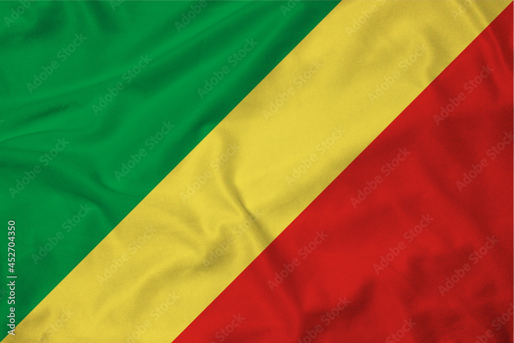 Flag of the Republic of the Congo, realistic 3d rendering with texture