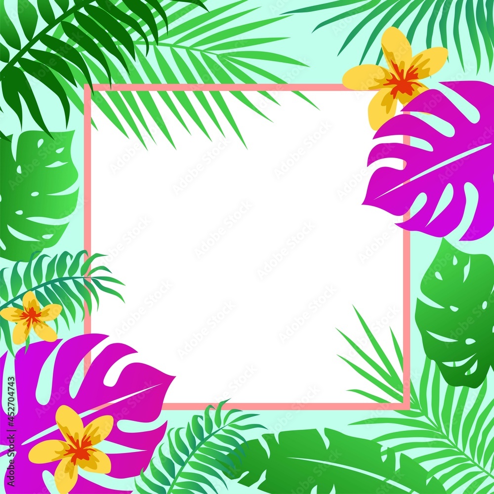 frame with tropical flowers