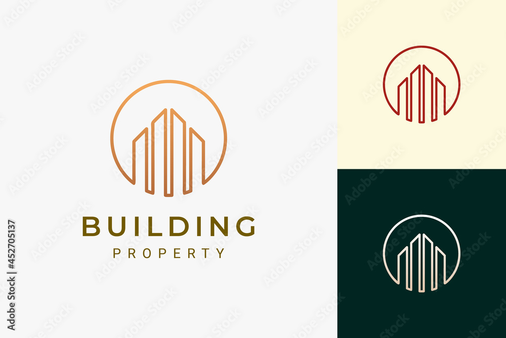 Obraz premium Real estate developer or property logo in luxury and futuristic shape