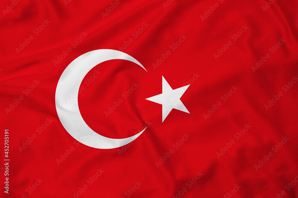 Flag of Turkey, realistic 3d rendering with texture