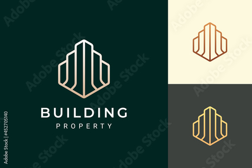 Apartment or hotel logo in luxury and futuristic shape