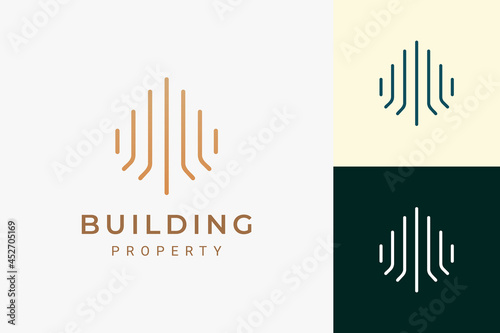 Simple real estate or apartment logo in luxury and futuristic shape