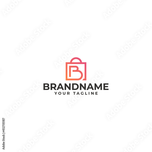 initial letter b shopping bag icon template logo design