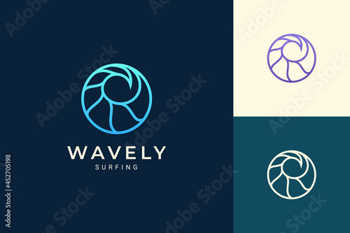Marine or water theme logo in simple ocean wave circle shape